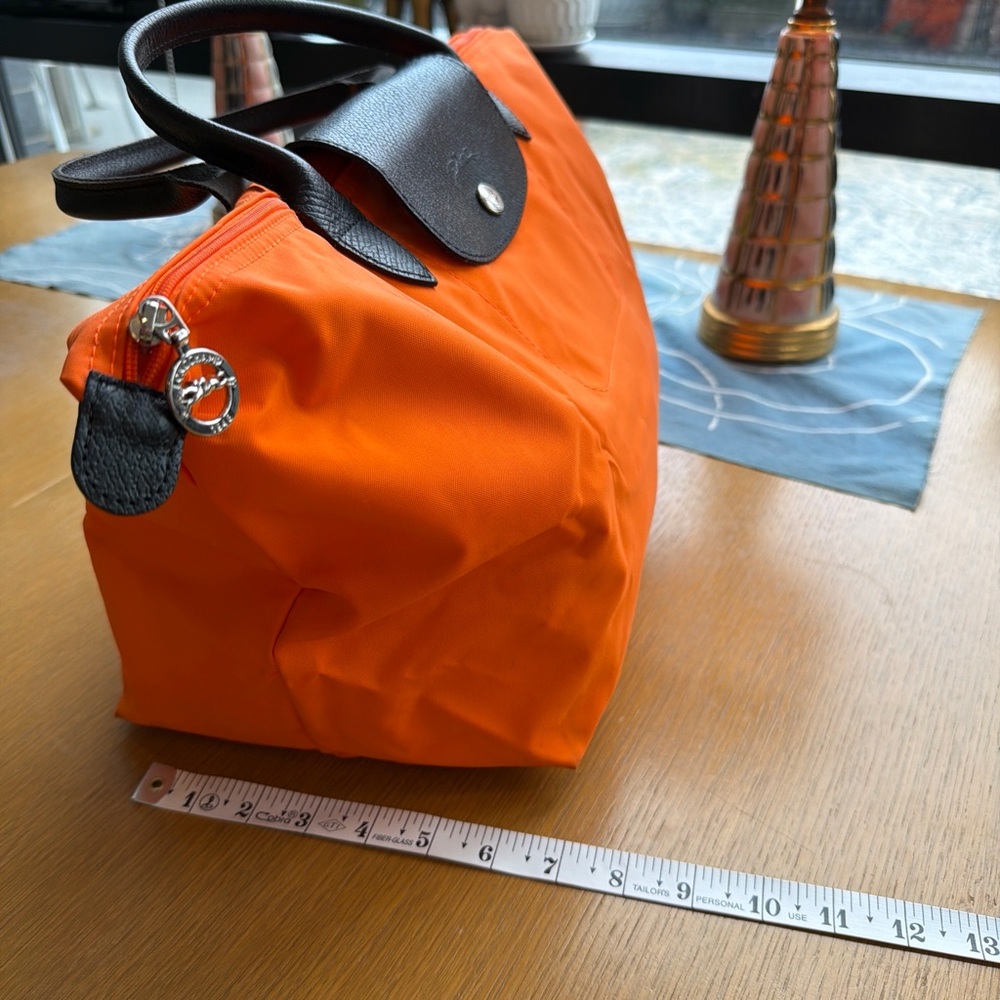 Longchamp Orange Tote with Black Trim and Handles - Picture 4 of 8